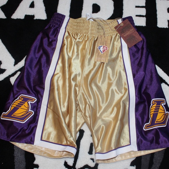 NBA Los Angeles Lakers 2009 75th Anniversary Gold Shorts - Picture 2 of 8